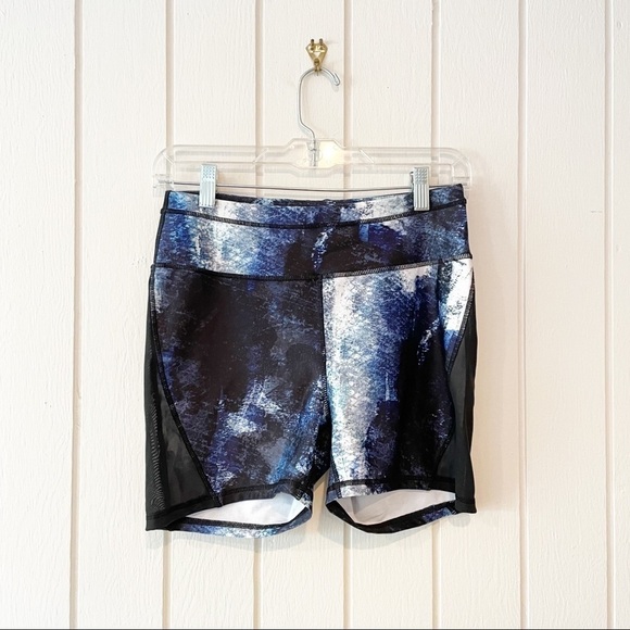 Adore Me Blue, Black and White Mesh Biker Shorts - Picture 1 of 5